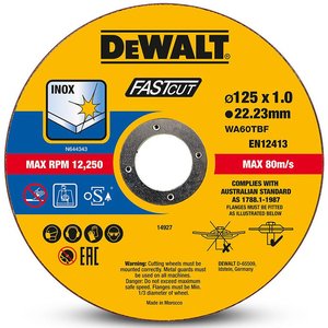 Disc DeWalt WA60TBF taiere inox, 125x22.2x1.2 mm, tip DT42340TZ-QZ-B