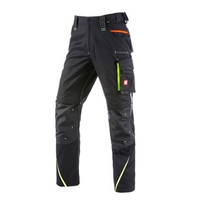 Pantaloni de lucru ergonomici Strauss, e.s.motion 2020, negru-galben/portocaliu fosforescent, marimea 58