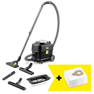 Aspirator uscat cu sac, cu acumulator Karcher T 10/1 Bp Adv HEPA Go!Further, cadou: 10 saci filtranti din pasla