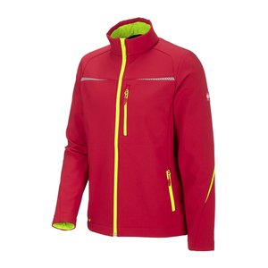 Geacă Softshell de lucru Strauss, e.s. motion 2020, rosu/galben fosforescent, marimea XS