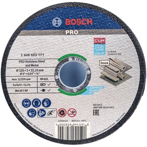 Set 100 discuri taiere standard BOSCH LINE pentru metale, 125x1x22.23 mm