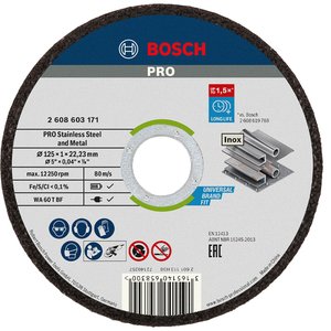Discuri taiere standard BOSCH PRO pentru inox si alte metale, 125x1x22.23 mm
