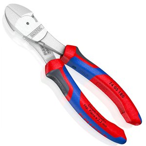 Cleste de forta KNIPEX cu taietura laterala si parghie mare, cromat, 180 mm