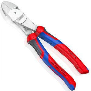 Cleste de forta KNIPEX cu taietura laterala si parghie mare, cromat, 200 mm