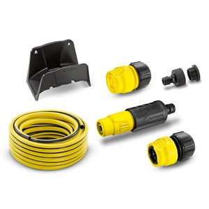 Set de furtun 1/2'' - 15m cu cuple, stropitor si suport de perete